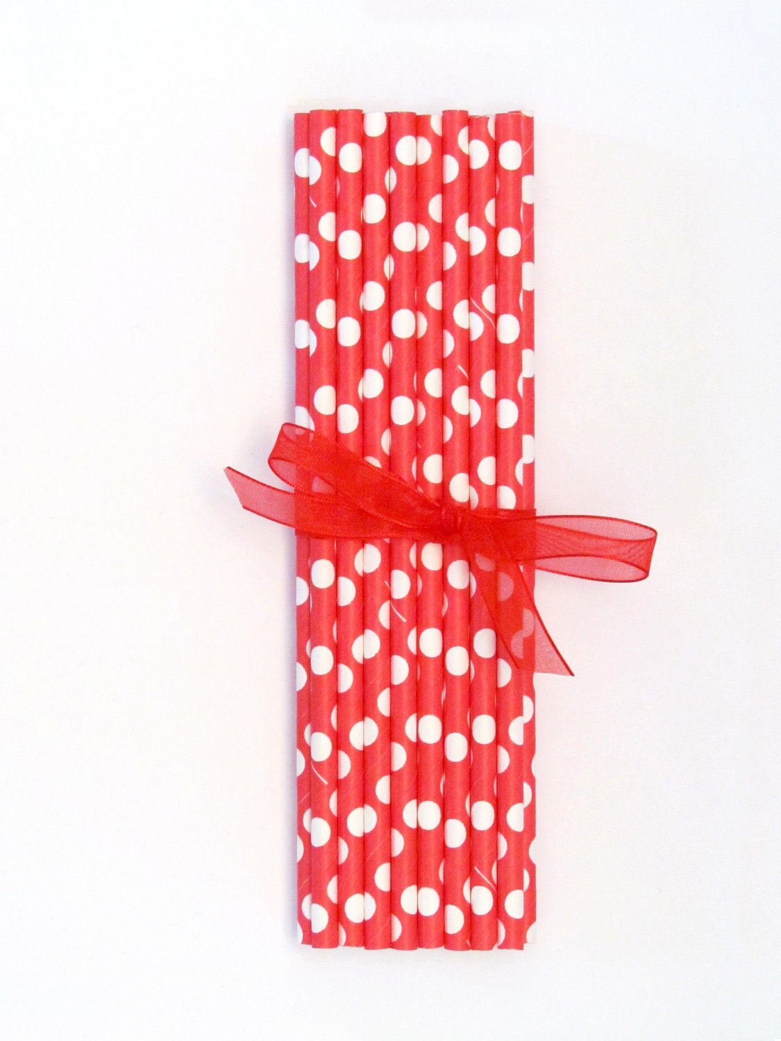 Paper Straws 25pcs - Red with White Dots Il_570xn