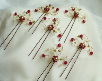 CUSTOM Swarovski Crystal Floral Swirl Hair Pins set of 6 - Bridal, Bridesmaids Hair Accessories, Art Deco Wedding, Stylish, Ornate