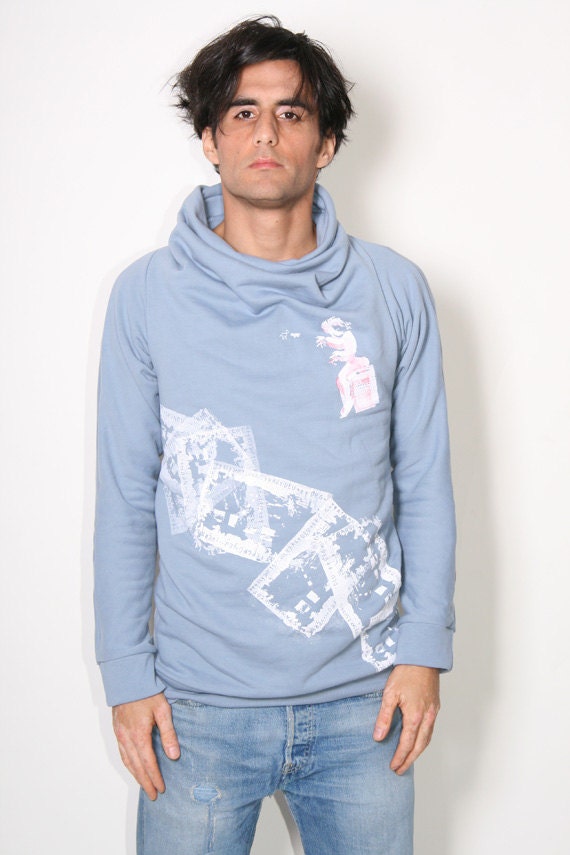 Pullover mit besonderem Ärmelschnitt und Kunstdruck