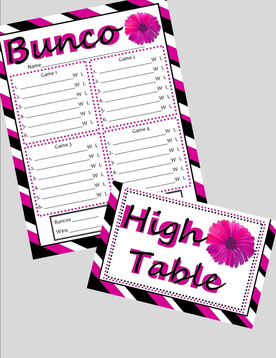 Bunco Printable Score Sheet and Table Markers by AJLyonsDesigns