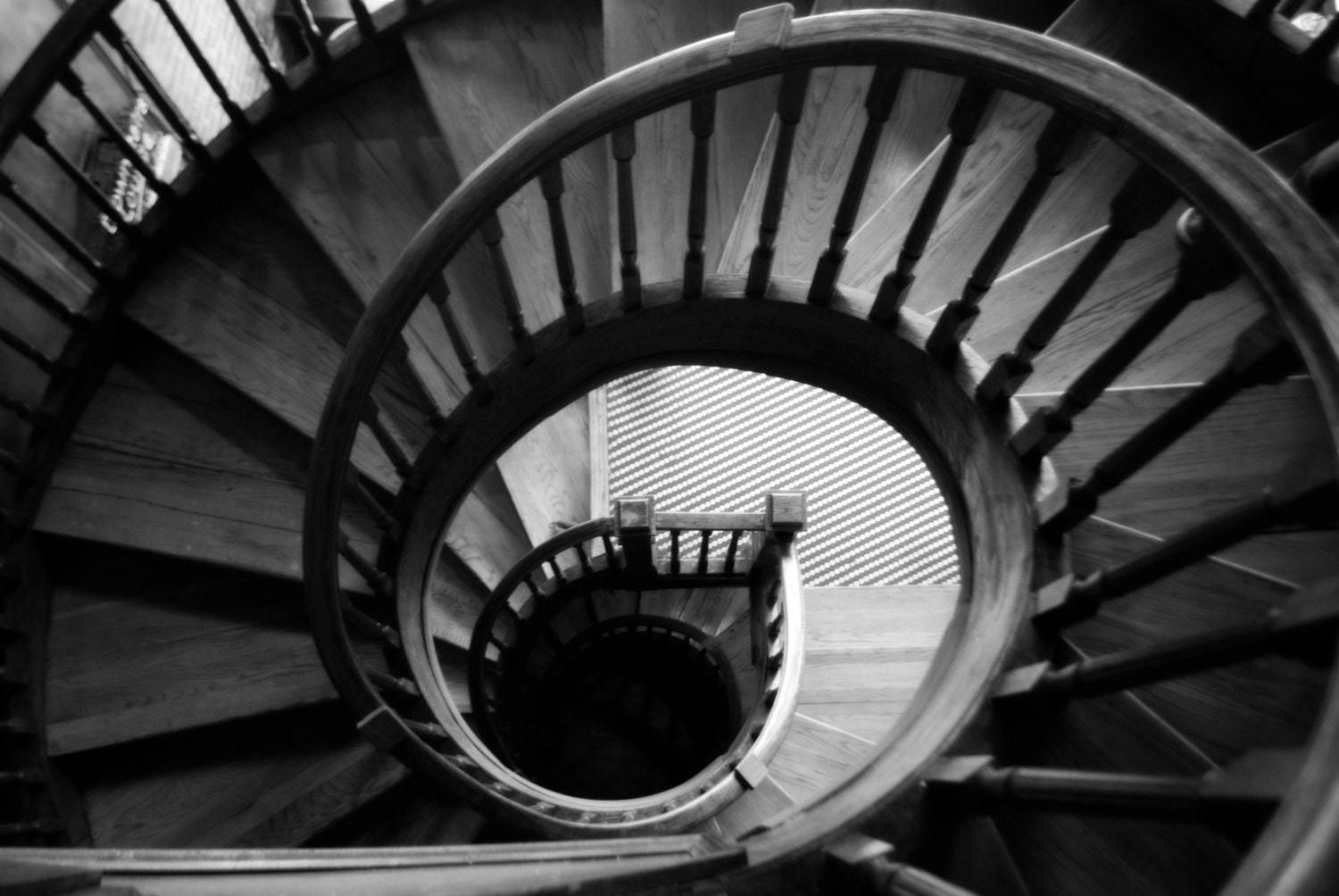 Black and white spiral staircase - RWOODSUMphotography