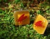 Beetle Bug Cufflinks in Scarlet on Amber - Fused Glass Cuff Links by Happy Owl Glassworks - Gift for Him Fathers Day