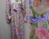 Christian Dior Floral Caftan Dress // Vintage 1970s - 1980s hostess robe // Sz Med to Lge