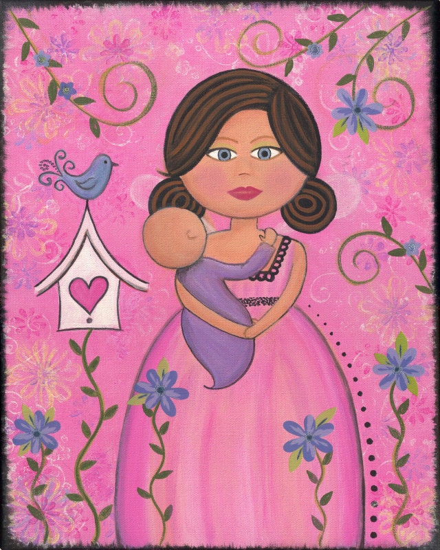 CANVAS PRINT: Children Decor Girls Kids Art Prints - Mother Daughter Kids Wall Art for Kids Room Art from Kids Paintings by TwoLittleWitches