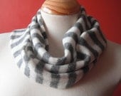 Breton Stripe Scarf in Grey & White