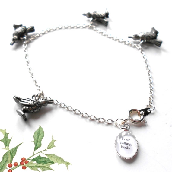 Four Calling Birds Christmas Charm Bracelet .. Only 1