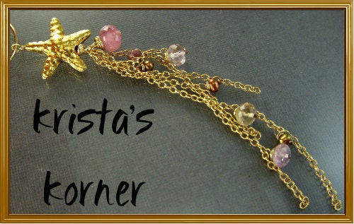 Gold Vermeil - Starfish Dangle Gemstone Tassel Necklace