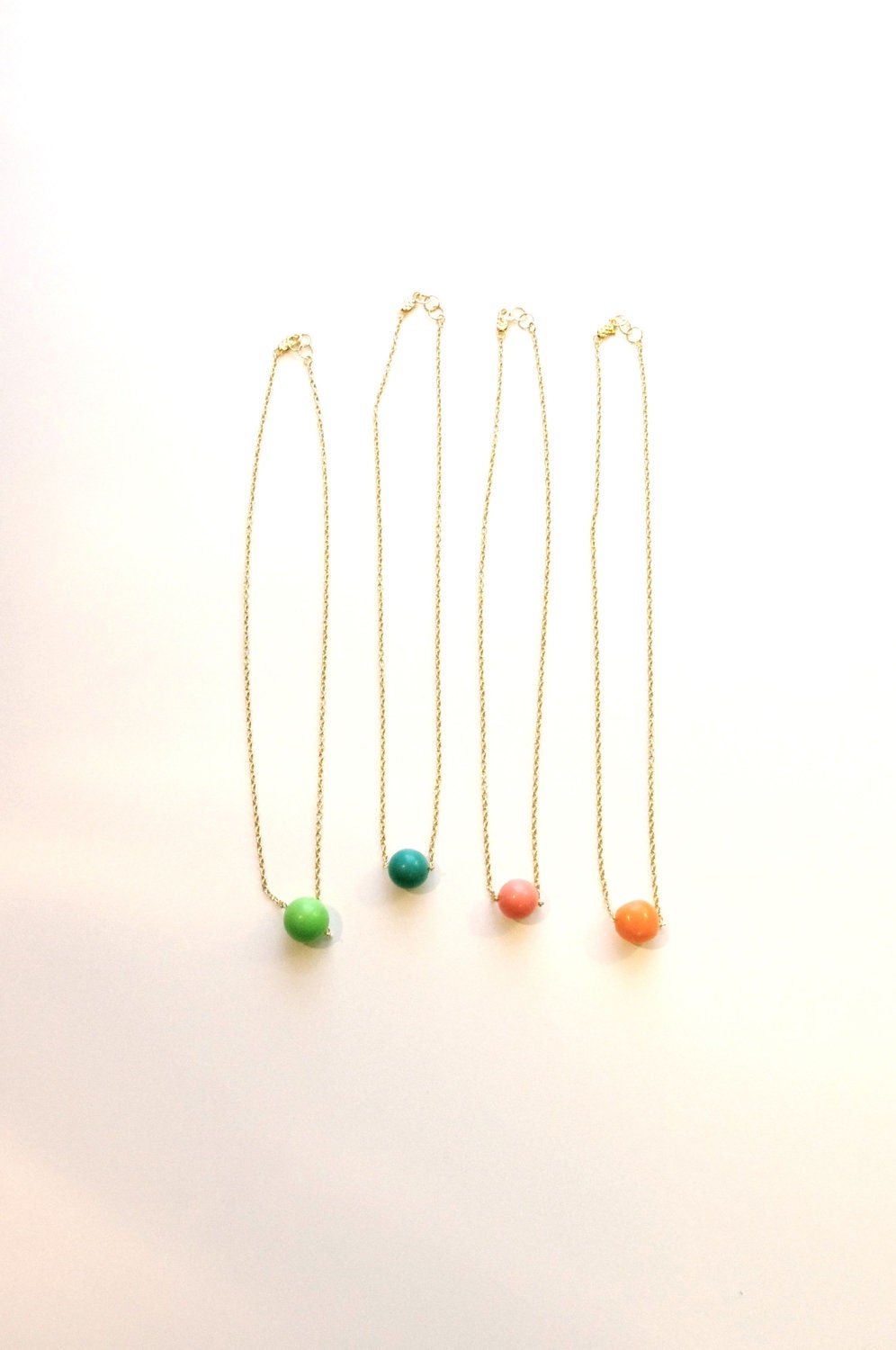 Upcycled Vintage Orange Single Bead Necklace using an