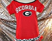 Womens Georgia Bulldogs Boat Neck Off-Shoulder Tunic Size Small or Juniors Medium