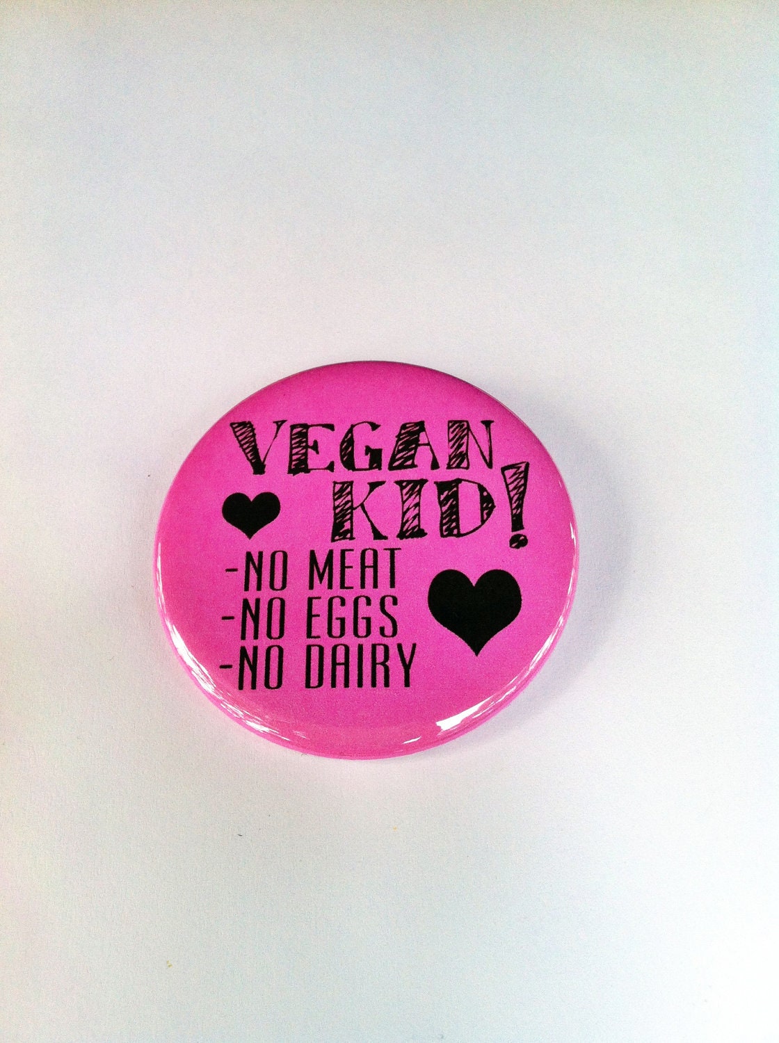Pink Vegan Kid 2.25inch Pinkback Button