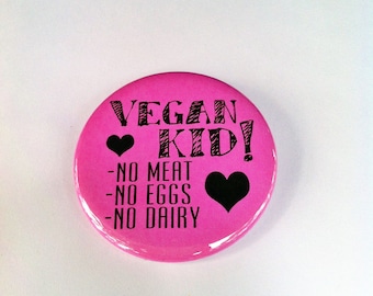 Pink Vegan Kid 2.25inch Pinkback Button