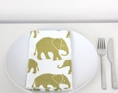 Organic Cotton Pair of Napkins - Citron Elephant - SALE