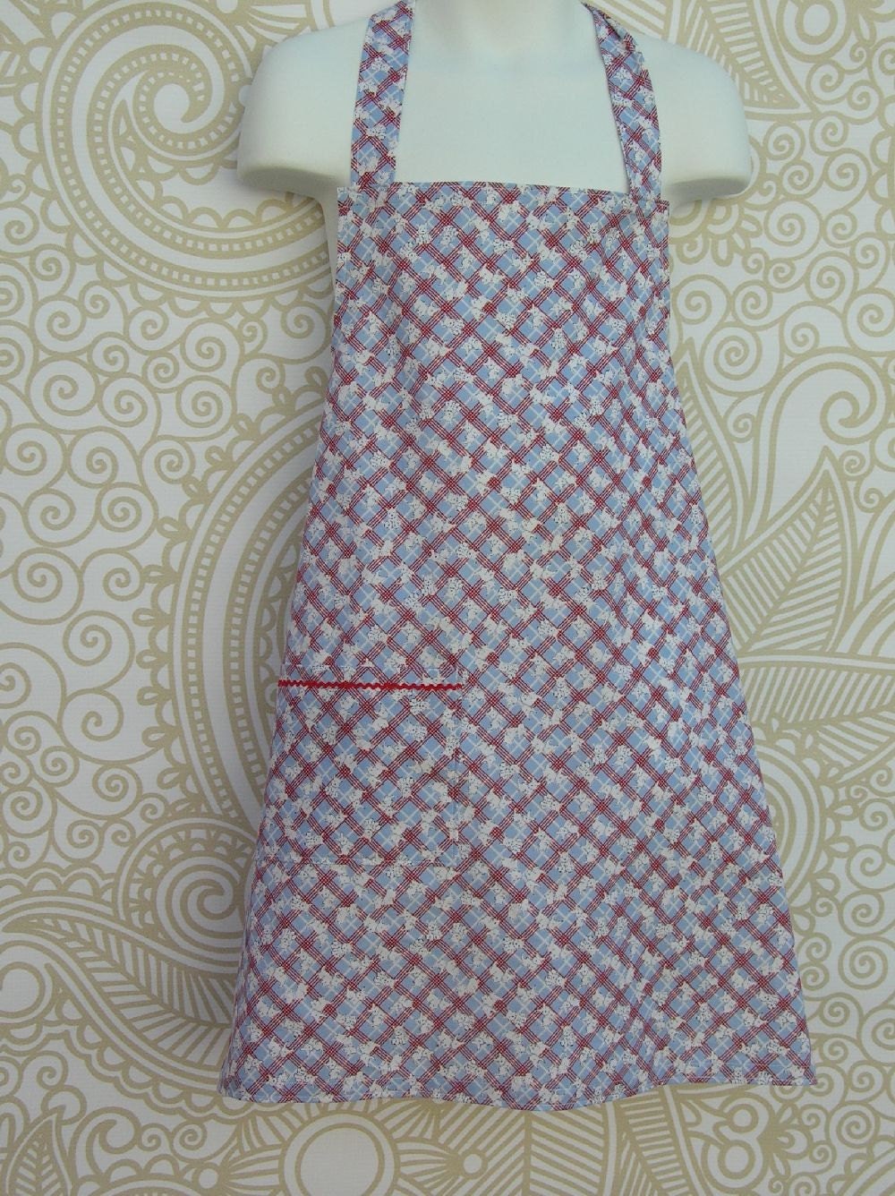 Childs Retro Red White Blue Scottie Dog Apron