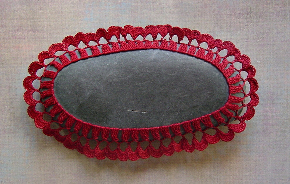 Art, Mixed Media, Crochet Lace Stone, Original, Handmade, Table Decoration, Tribal, Art Object, Collectibles - Monicaj