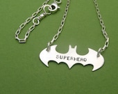 Personalized Batman necklace for men dad, Custom, sterling silver
