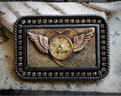 Time Flies with Heart and Wings Belt Buckle