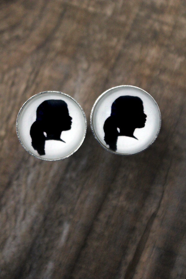 Custom Silhouette Cufflinks - Personalized Silver or Bronze Cuff Links with Cameo  from Photo - Customized for Dad, Husband, Weddings