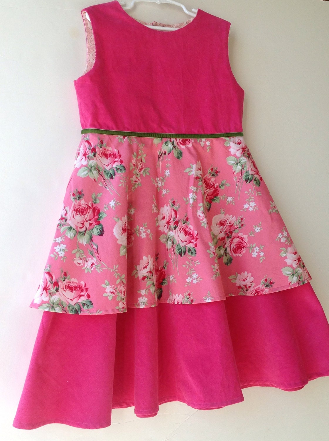 Hot pink two tiered dress, size 8, one of a kind