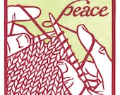 KNITTING PEACE holiday or Christmas postcard