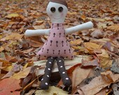 CLEARANCE SALE a button-eyed fabric rag doll named Kelsey