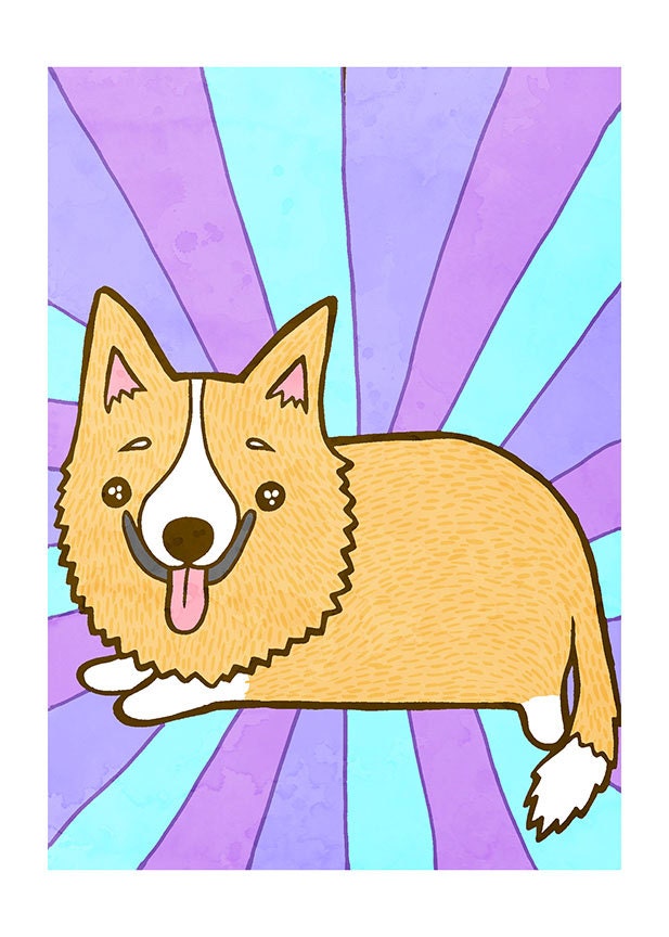 Corgi Dog 5x7 Illustration Print