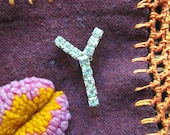 Vintage Rhinestone Letter Y Brooch