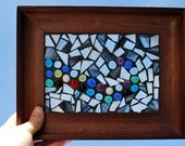 Swirled Stained Glass Mosaic Glass Cabochons Recycled /Upcycled Glass & Recycled Wood Frame