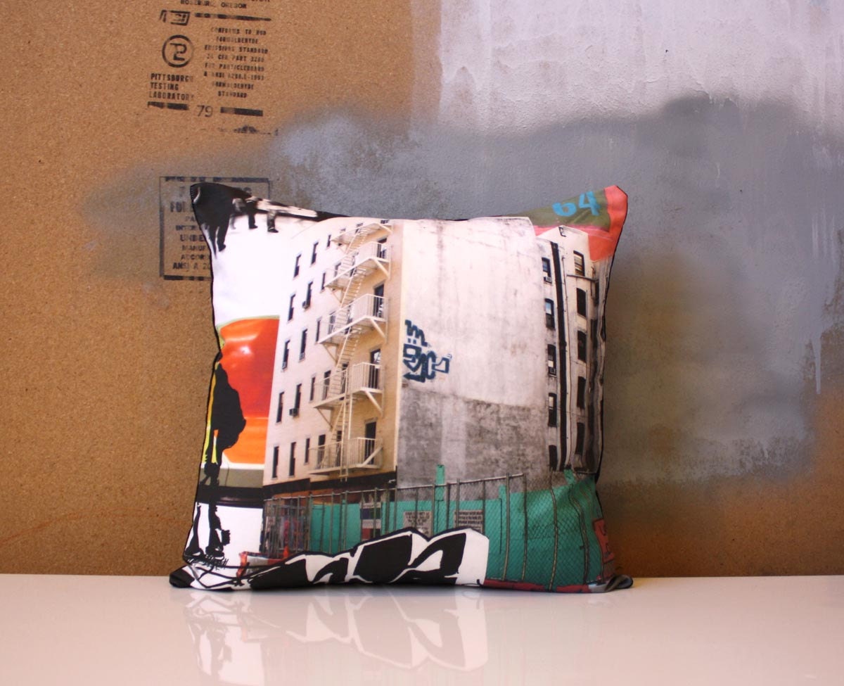 COVER ONLY - 64 Hours pillow no.1 - 16 x 16 NYC Pillow Cover