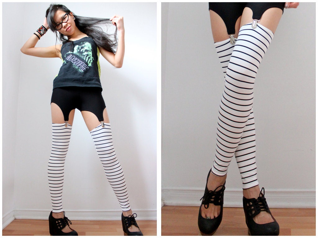 Limited - Horizonal Pinstripe Stockings - S