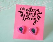 Venus Heart Earrings In Pink