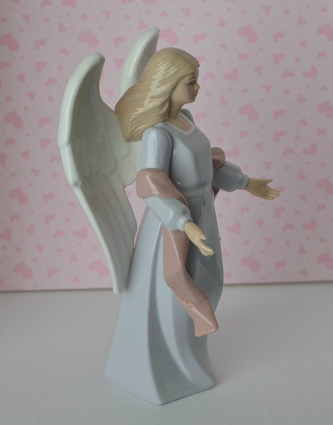 Hallmark Angel Porcelain Figurine 8" Periwinkle Rose Pink