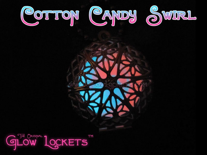 Cotton Candy Mystic Glow Locket Pink Blue Swirls