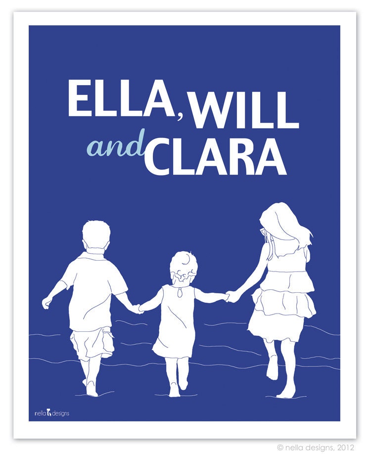 Custom Silhouette Art Prints, Child's Silhouette, Personalized Name Prints