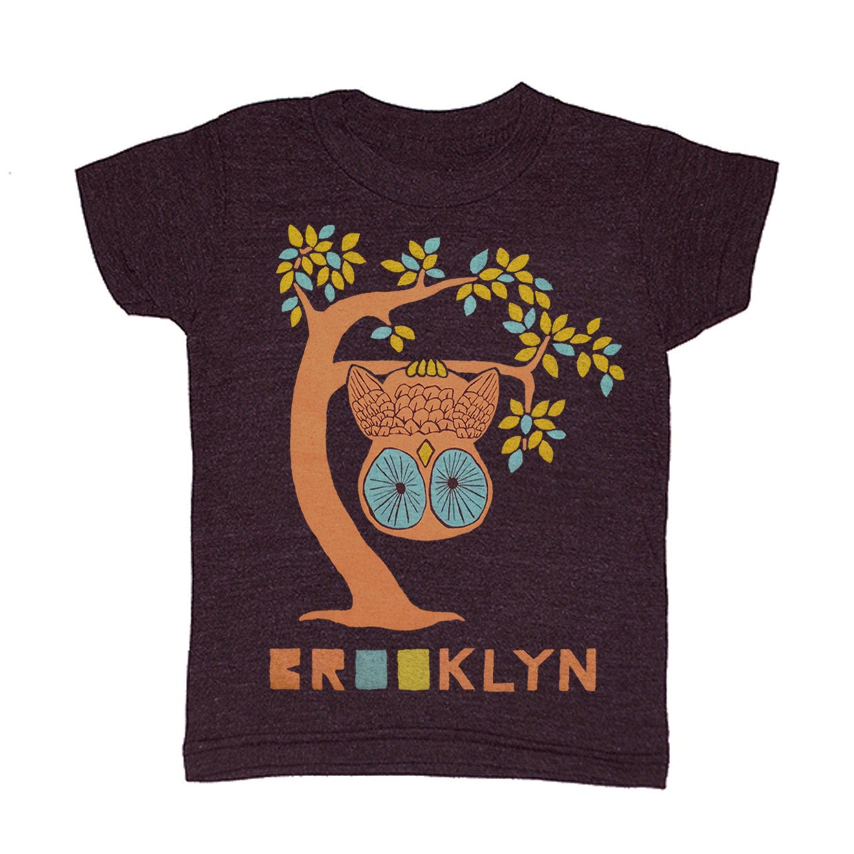 KIDS YOUTH / Brooklyn Tree - T-shirt Boy Girl Children Owl Forest Woodland Nature Bird Tee Shirt Cute Adorable Animal Tri Black Tshirt