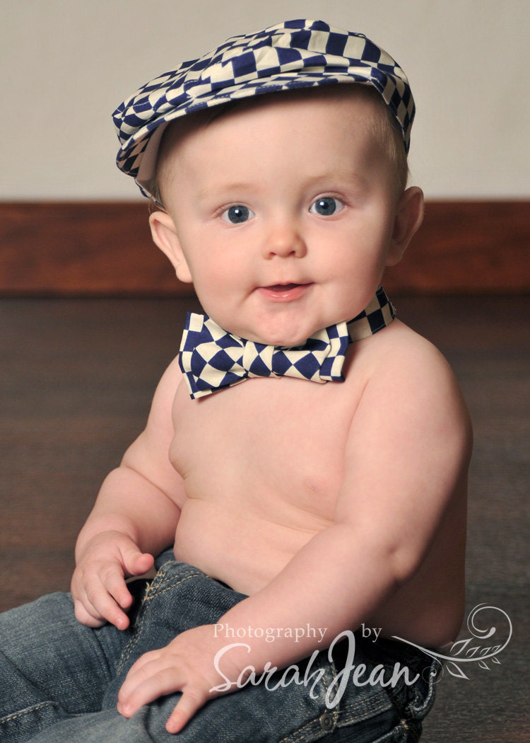 Baby  Boy Bow tie, and Huck Finn styled  Hat, set custom Order your design