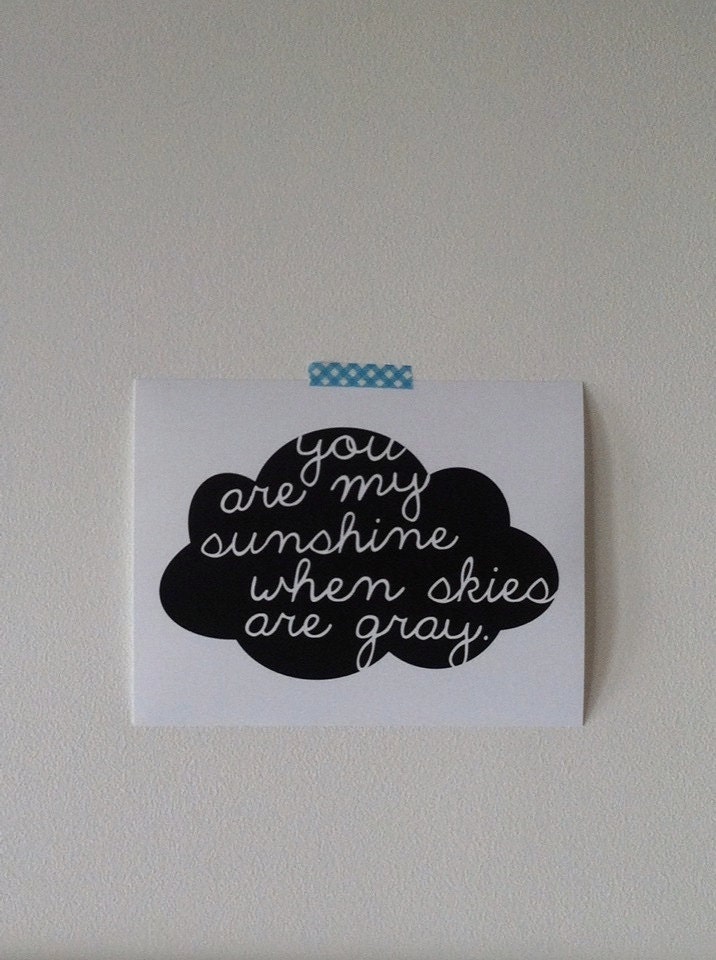 CLOUD art print. you are my sunshine art print. nursery art. child's room decor.
