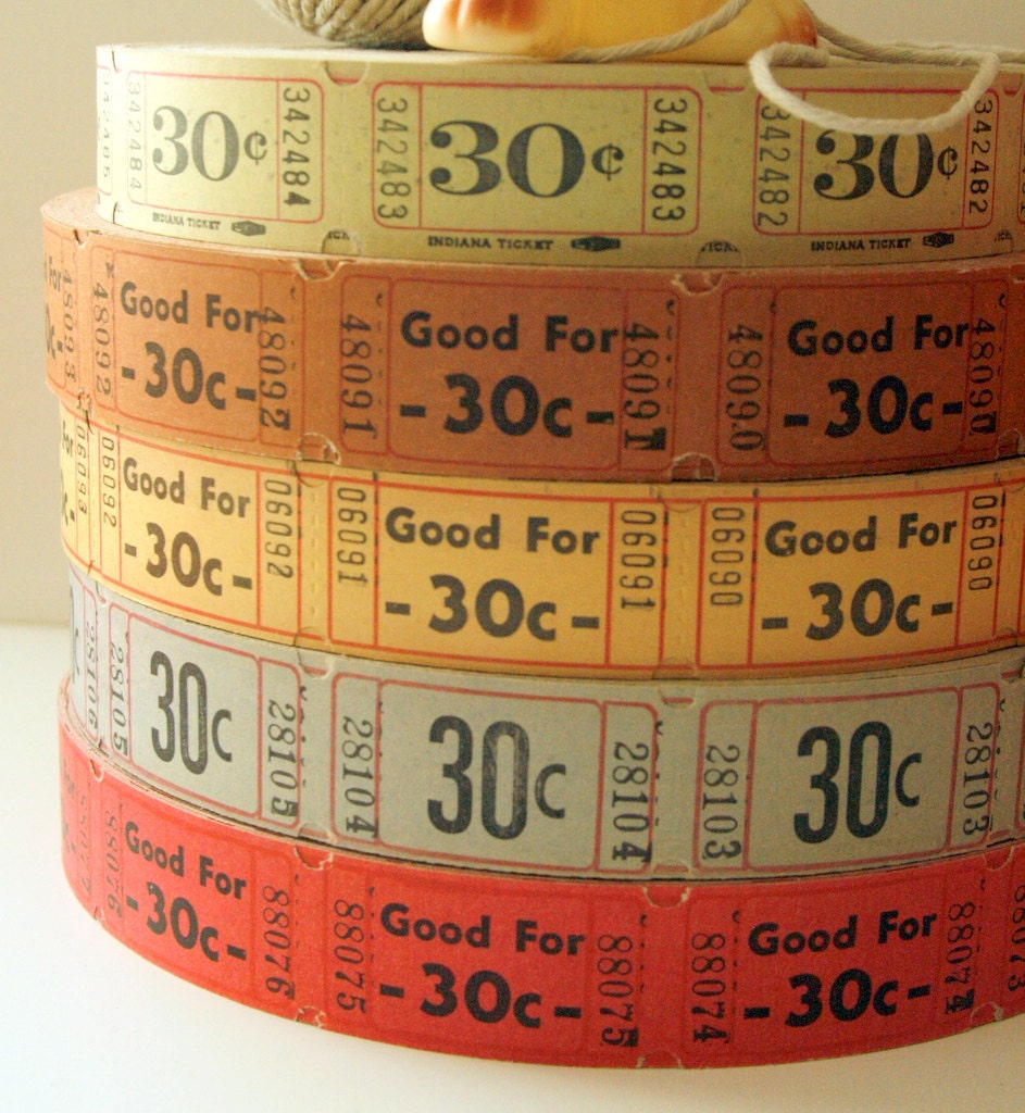 VINTAGE CARNIVAL TICKETS 50 vintage tickets choose your colors Lot B