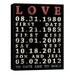 Special Dates Wedding Canvas Art  Vintage style art modern typography 12x16 Wall Decor