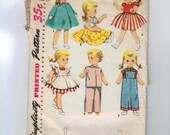 1950s Vintage Sewing Pattern Simplicity 4509 16 Inch Doll Wardrobe Coat Dress Jumper 50s