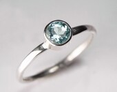 Sky Blue Topaz Ring - Gemstone Stack Ring - Silver Blue Topaz Jewelry - Light Blue - December Birthstone - Winter Ice Blue Sky