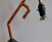 Industrial age plumber lamp steampunk recycled art sculpture new age LED found object signed by artist