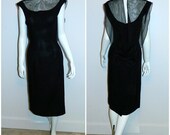vintage 1950s black WIGGLE dress MCM rayon cocktail dress XS S