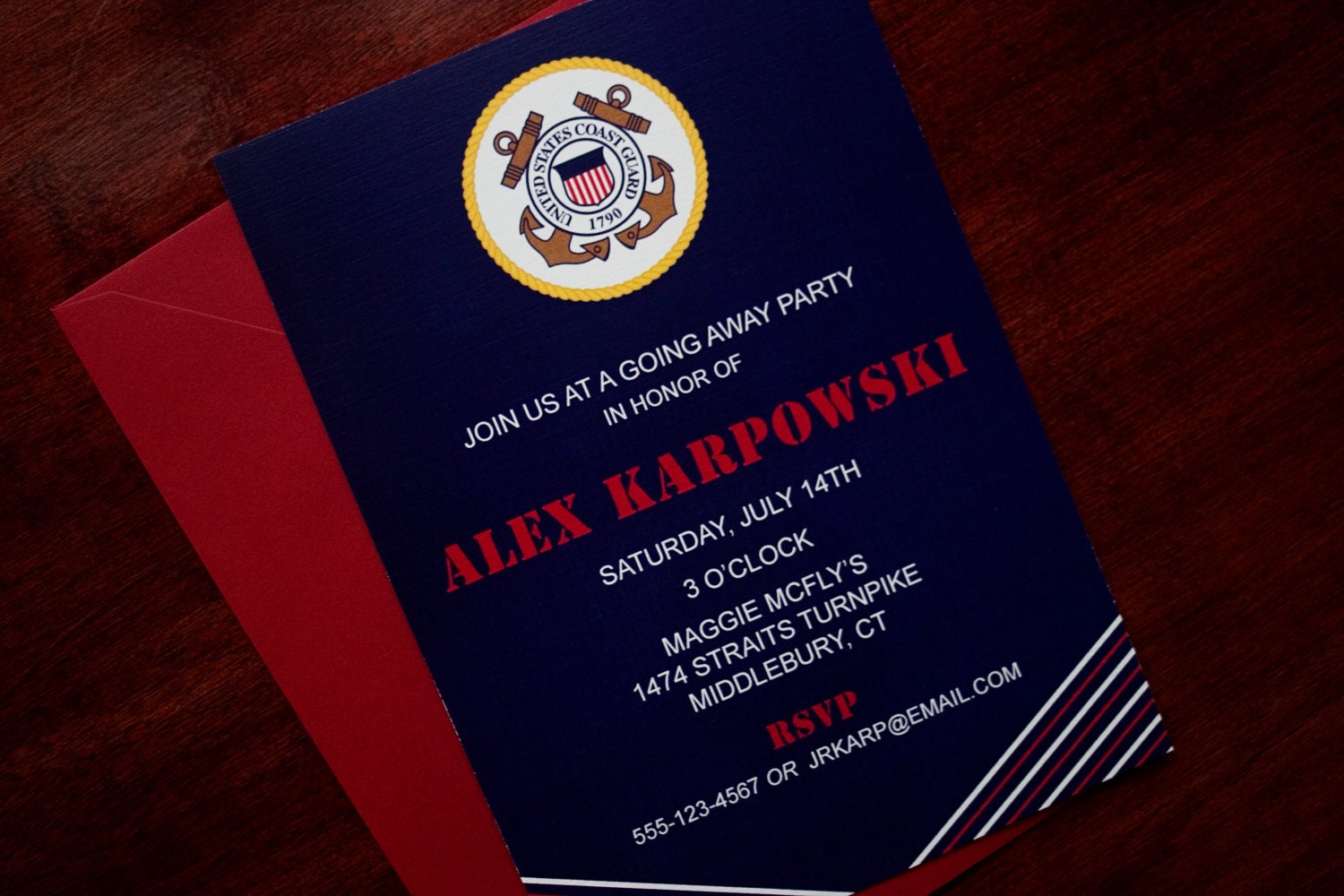 RESERVED for John - Coast Guard Invitation Or Announcement