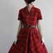 Reserved . Vintage 60s Dress . Red Plaid . Daydress . Cocktail Gown . Mid Century Party Frock . 1950s Mad Men