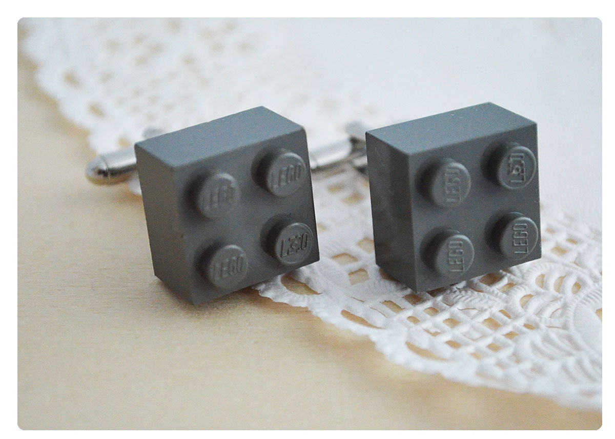 Cufflinks With LEGO Bricks - Charcoal Gray Lego Cufflinks Groomsmen Gift - Father's Day 2013
