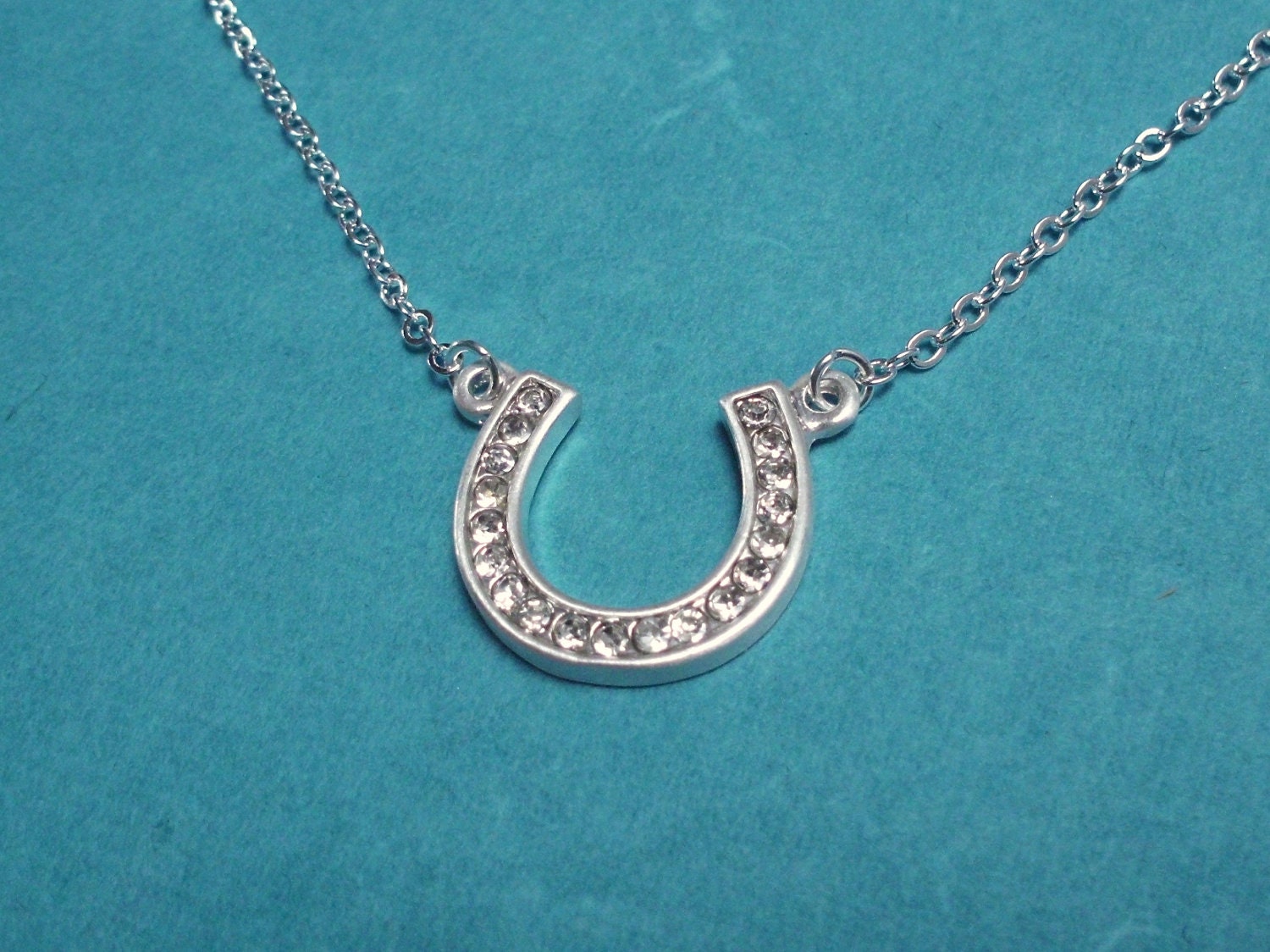Silver Rhinestone Horseshoe Necklace