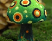Green felted fantasy mushroom