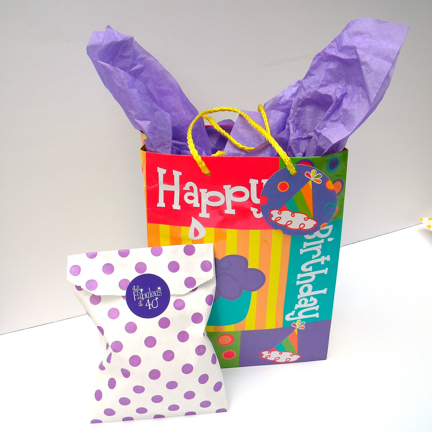 Favor Bags, Polka Dot, Purple and White, Middy Bitty, Set of 20, 5 by 7 1/2 inches Il_570xn