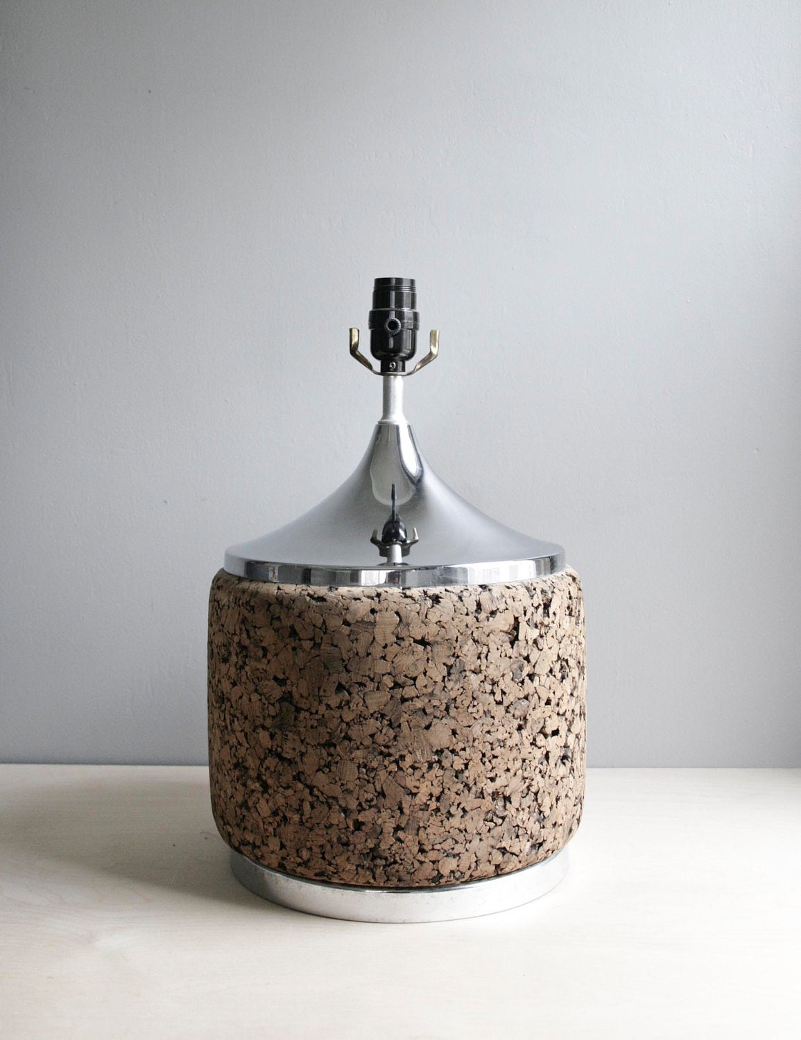 mid century cork and chrome lamp
