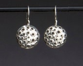 Tiny, Hand Made, Round, Shiny, Dangling Punched Hole Earrings